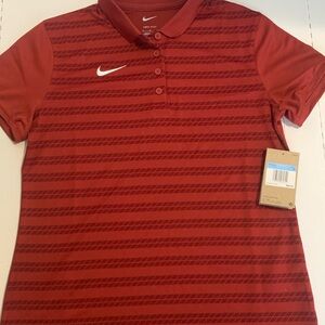 Nike Women’s Dri-FIT Red Striped Polo Shirt